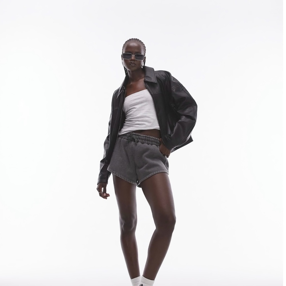 ASOS Topshop Faux Leather Cropped Zip Jacket